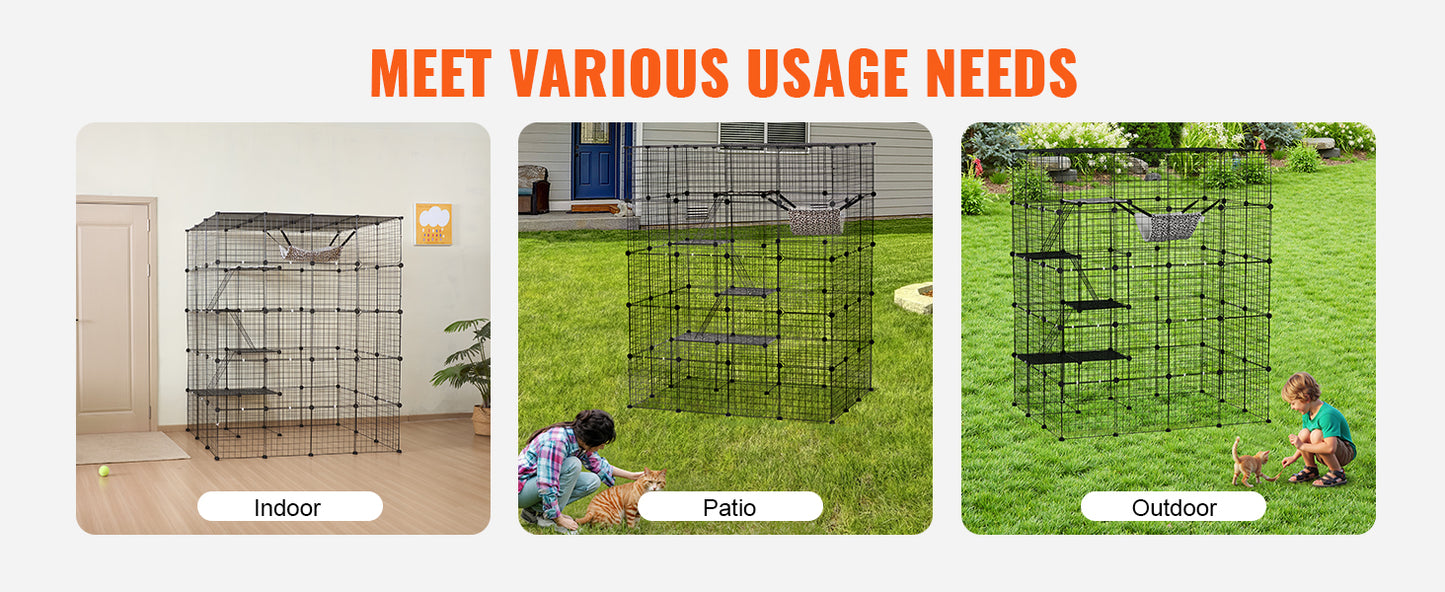 SucceBuy Cat Cage Detachable Metal Wire Enclosure With Front Doors